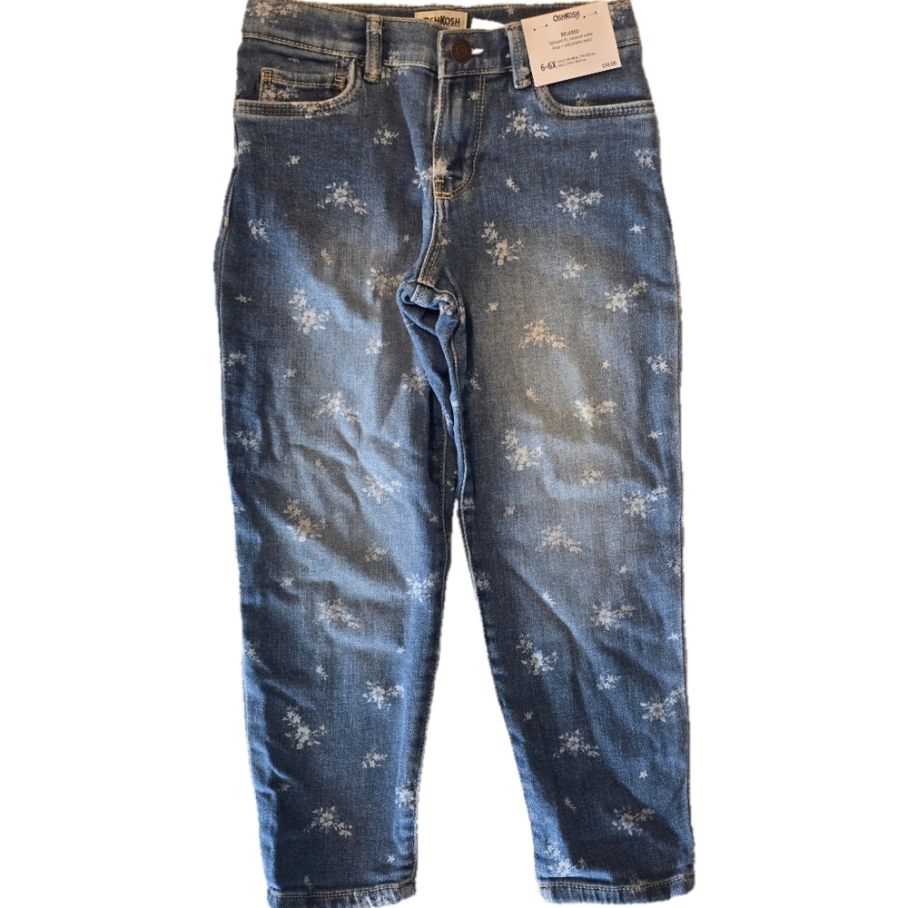 NWT OshKosh B'gosh Blue Floral Kids Jeans